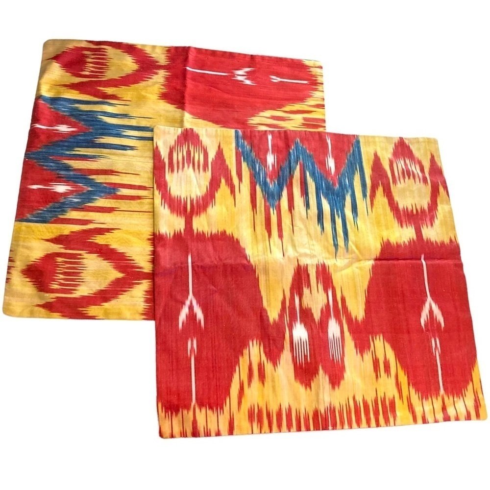 Authentic ikat silk turkish boho square accent decor throw pillow‎ cover zip - Picture 2 of 9